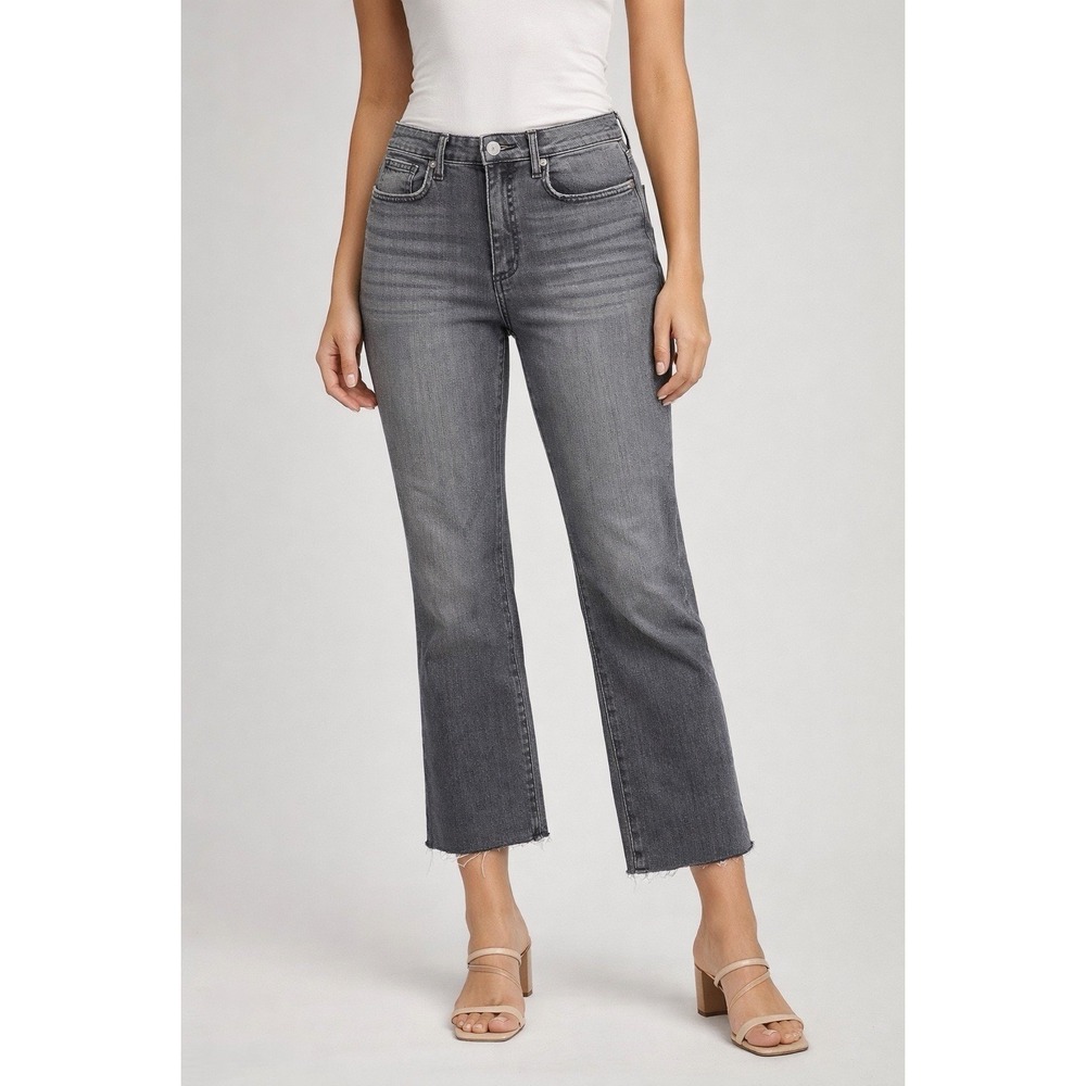 New JOE'S Flawless JEANS WOMEN'S 30 Mid-RISE CROPPED BOOTCUT Black Denim Raw Hem
